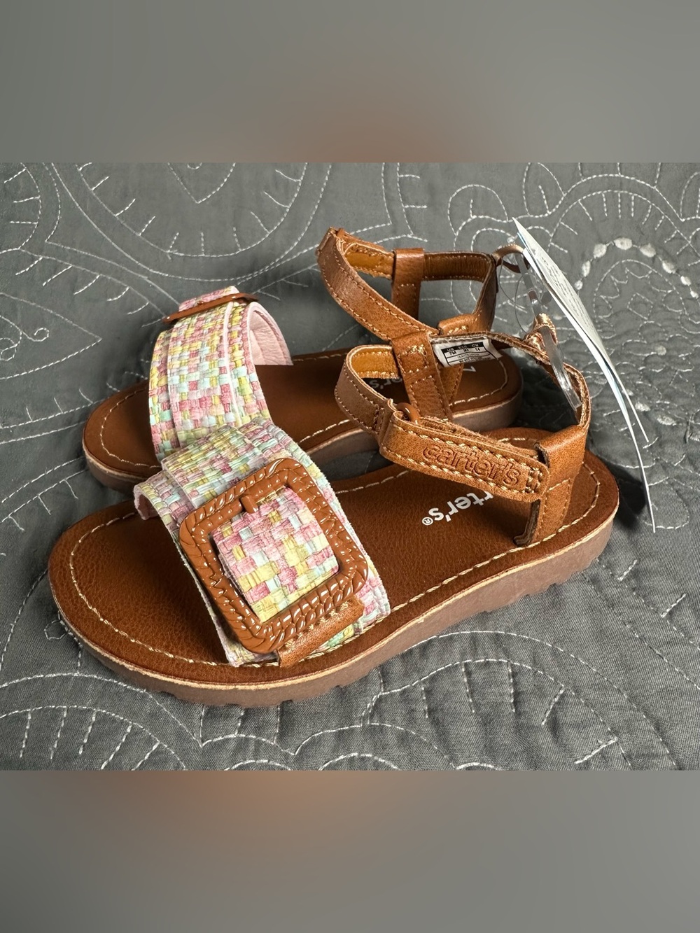 Carters Toddler Girls Brown/Multi Isa Sandals NWT Size 7 toddler